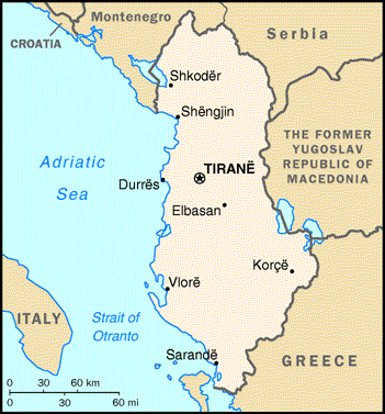[Country map of Albania]