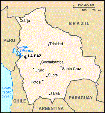 [Country map of Bolivia]